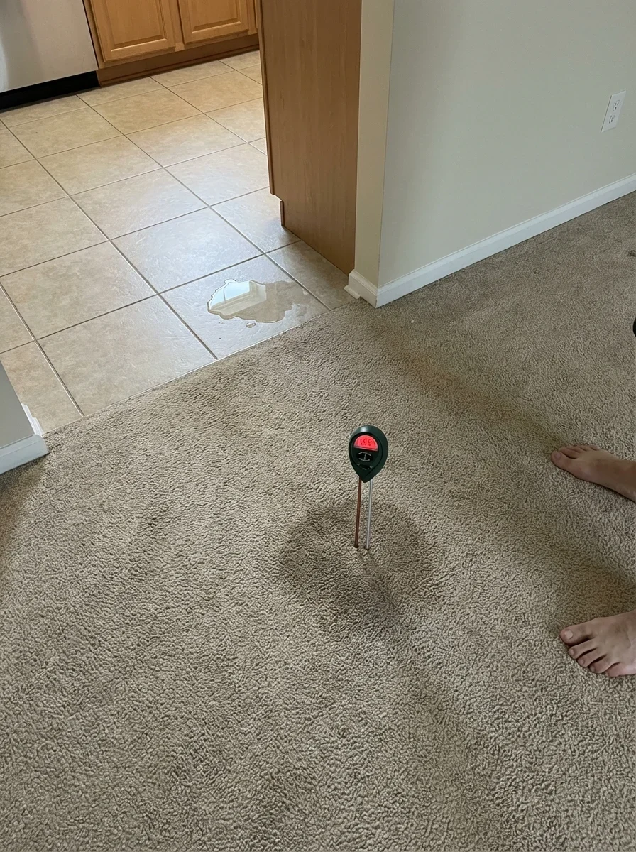 Unexplained Water Pooling or Damp Spots — slab leak signs phoenix